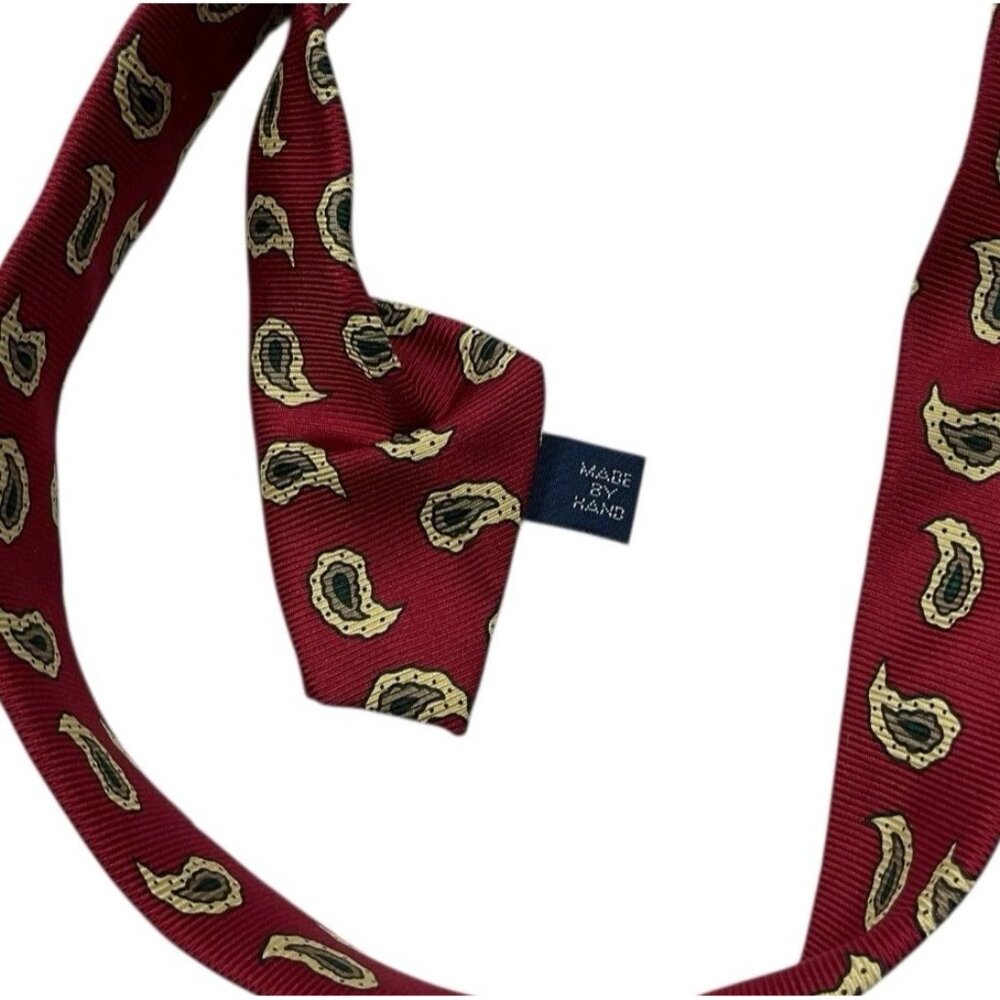 POLO RALPH LAUREN Men's 100% Silk Necktie LUXURY Tie Burgundy Paisley W:3.6" EUC - Picture 4 of 5